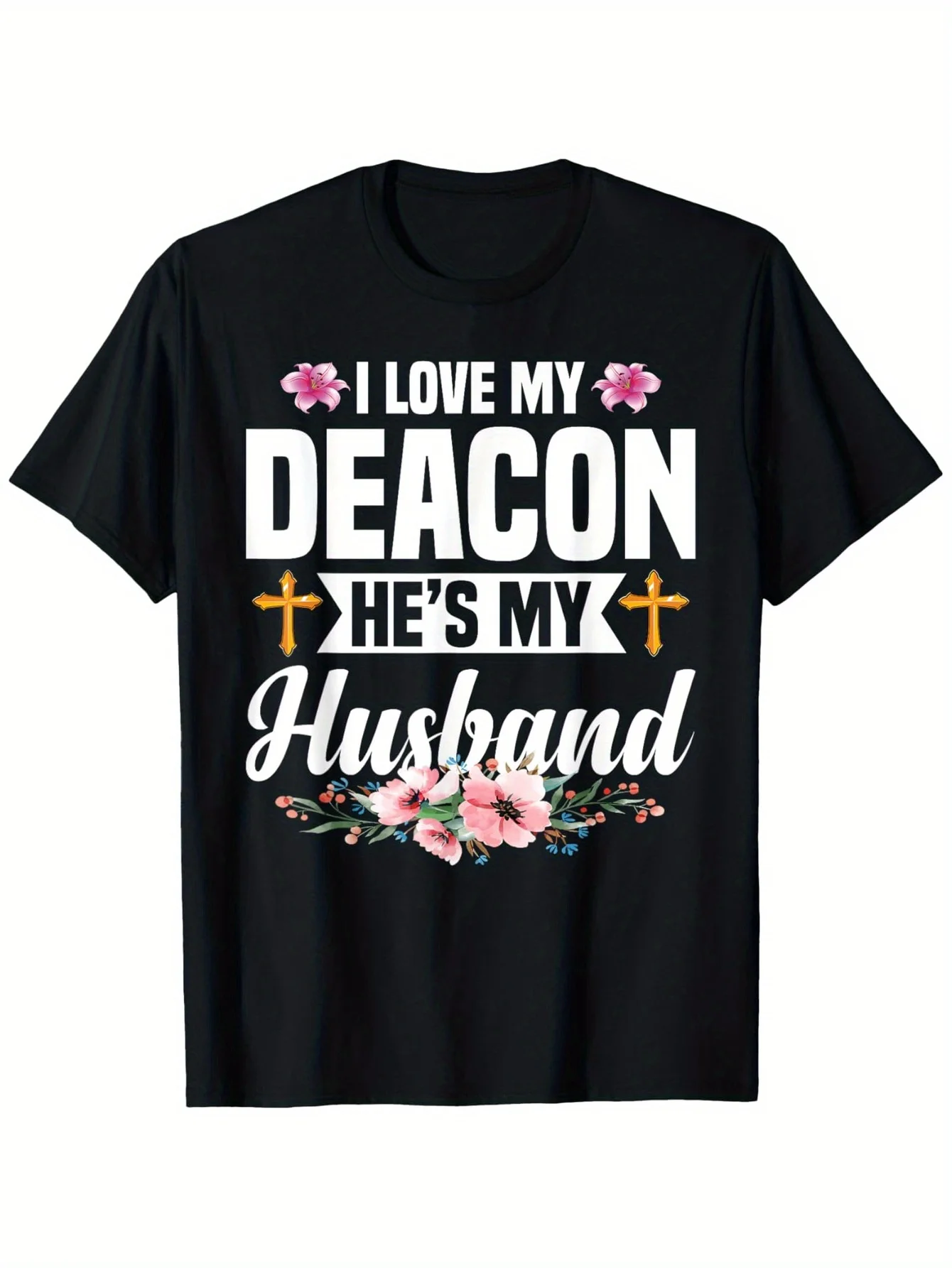 

Deacon's wife's religious Christian elder church deacon T-shirt, for men and women, cotton casual round-neck style
