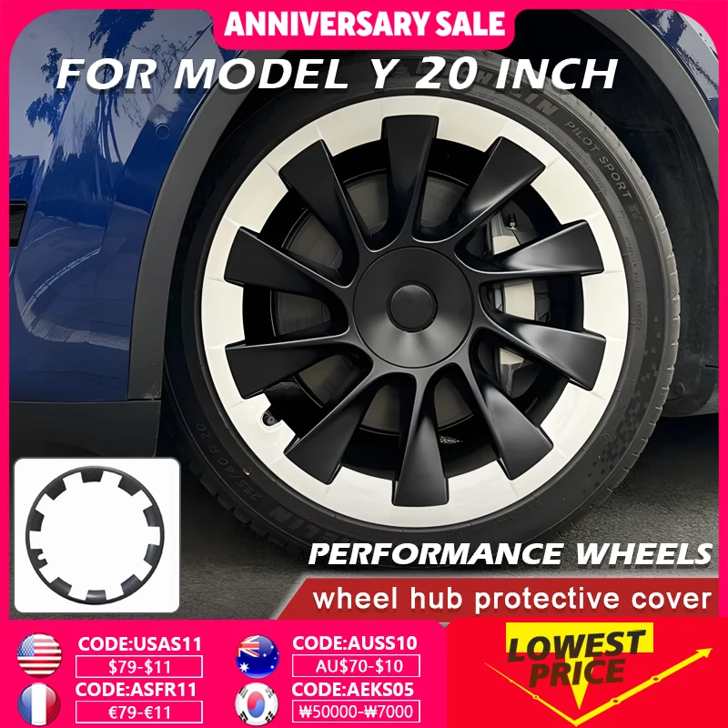 

4PCS For Tesla Model Y 20 Inch Wheel Hub Protection Ring Performance Patch Protectors Replacement Full Rim Accessories 2020-2024