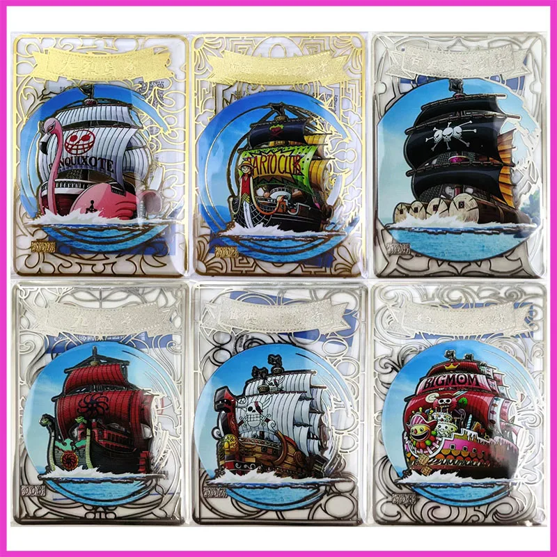 Anime ONE PIECE Rare Sea Ship Skeleton Metal Refraction Game Collectible Card Shanks Uta Toys for boys Christma Birthday Present