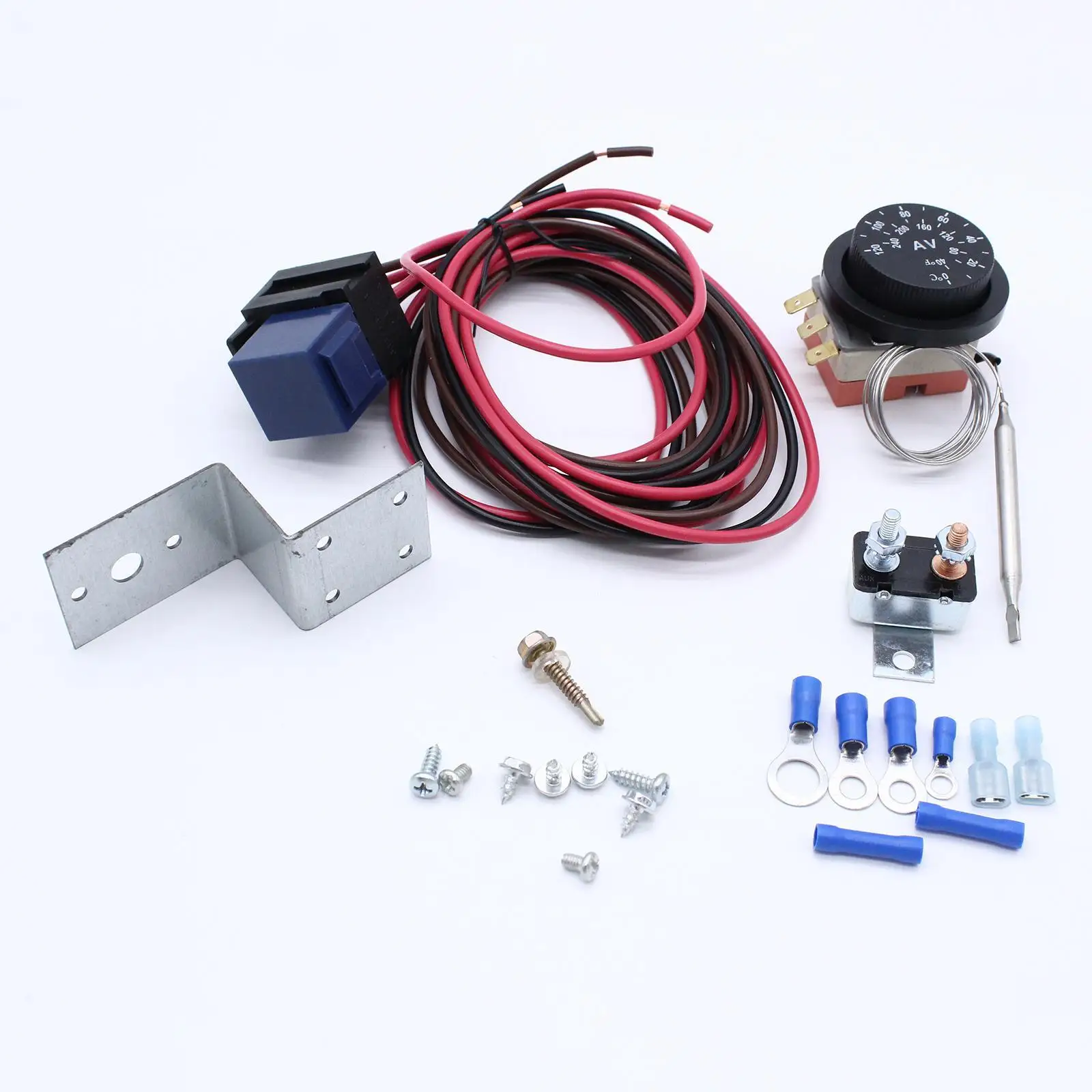 

12V Electric Radiator Fan Thermostat Control Relay Wire Kit High Performance