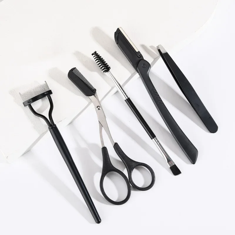 Karsyngirl 5Pcs Eyebrows Trimmer Tweezers Scissor with Comb for Eyebrows Makeup Tools Accesories Hair Removal Shaver Sets