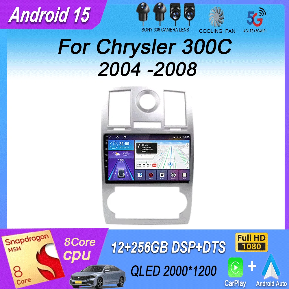 Android 15 2Din Android Autoradio reproductor de vídeo Multimedia para Chrysler Aspen 300C 2004 -2008 Radio estéreo Carplay GPS dvd