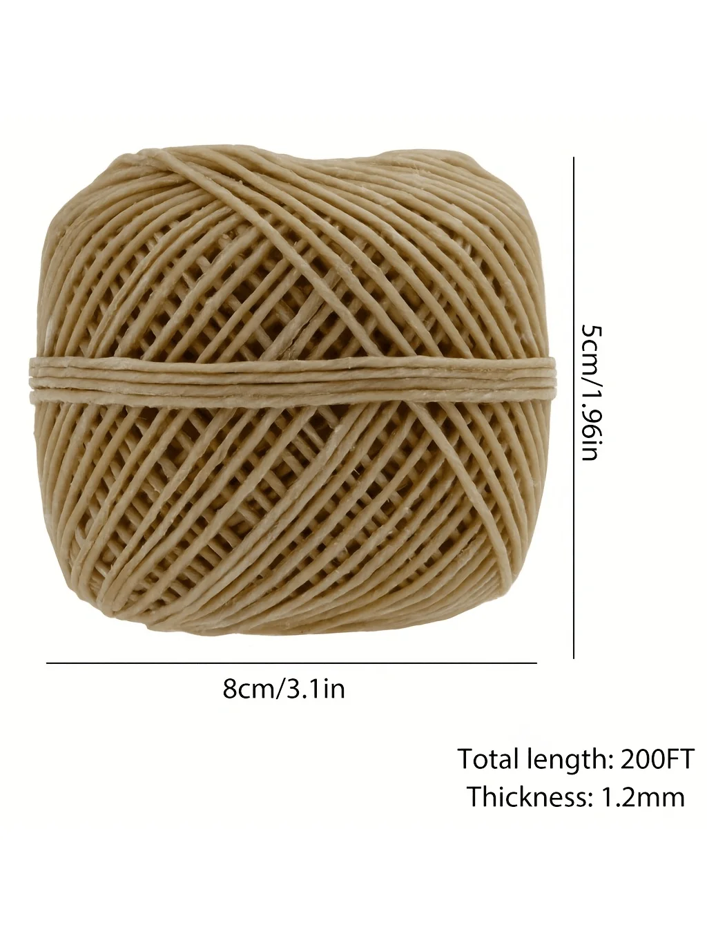 200 in Hemp Wick, Hemp Wick Coated with Good Natural Beeswax, Used for Making Hemp Wick Lighters or Candles, Slow Burning, Non-Drip, Standard Size (1.2 mm)