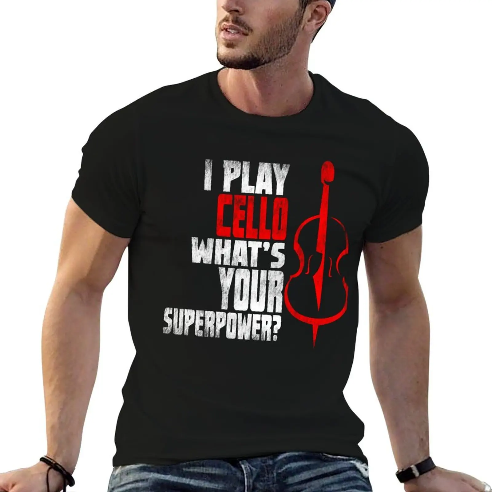Cello Player Gift - Funny Tee Shirt Cello Superpower T-Shirt clothes gifts for boyfriend t shirt men 100℅ cotton
