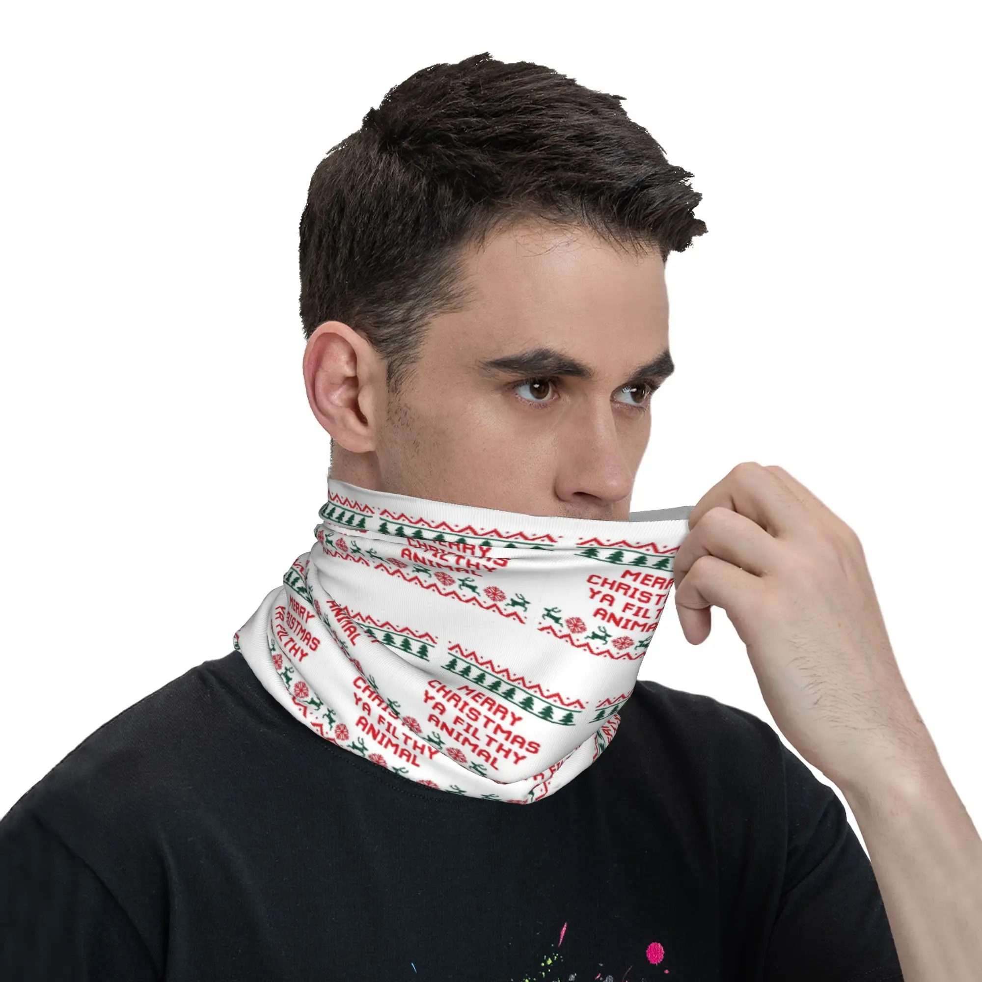 Merry Christmas Ya Filthy Animal Bandana Neck Cover Printed Mask Scarf Warm Balaclava Outdoor Sports For Men Women Adult
