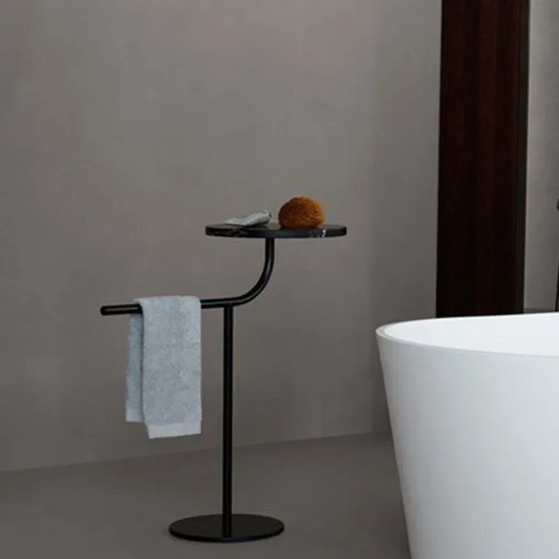 رف رف الحمام رف الحمام الأبيض، رف المناشف الأسود للحمام بدون فتحات الحفر #3