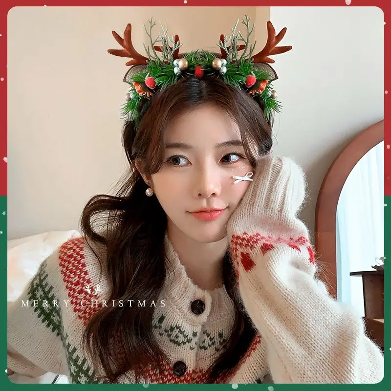 Christmas atmosphere girl forest cute deer antlers reindeer headband Spring Festival accessories