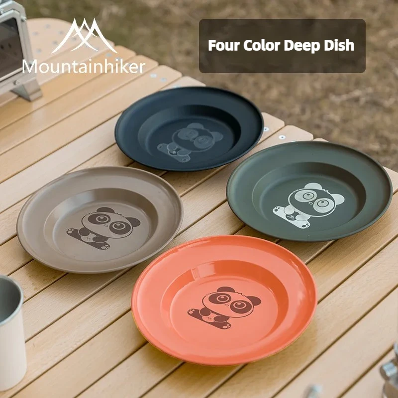 

Mountainhiker 4 Color Plate Set with Storage Bag Panda Pattern 304 Stainless Steel Outdoor Camping Picnic Tableware for Hiking