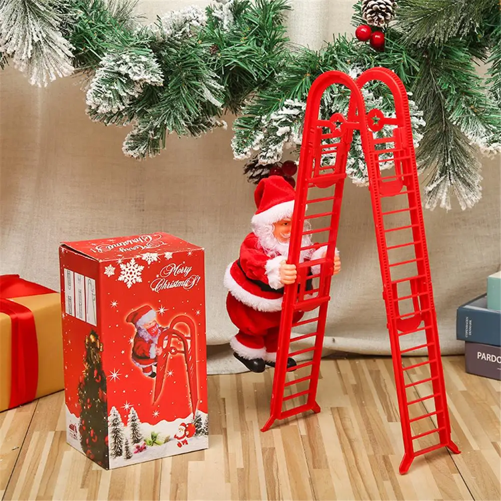 

Christmas Climbing Ladder Plush Doll Electric Dancing Santa Claus Automatic Toys Doll Children's Gifts Home Xmas decoration