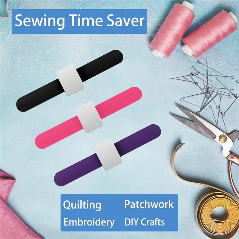 ABKU-3 PCS Magnetic Pin Cushion Wrist, Magnetic Sewing Pincushion, Magnetic Pin Holder Wristband For Sewing Braiding