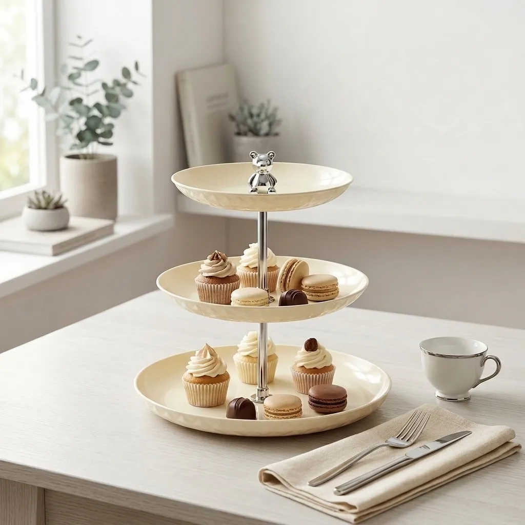 Tiered Serving Tray 2/3 Tier Plastic Cupcake Stand Dessert Table Display Set Round Cake Display Stand Party Wedding Candy Table