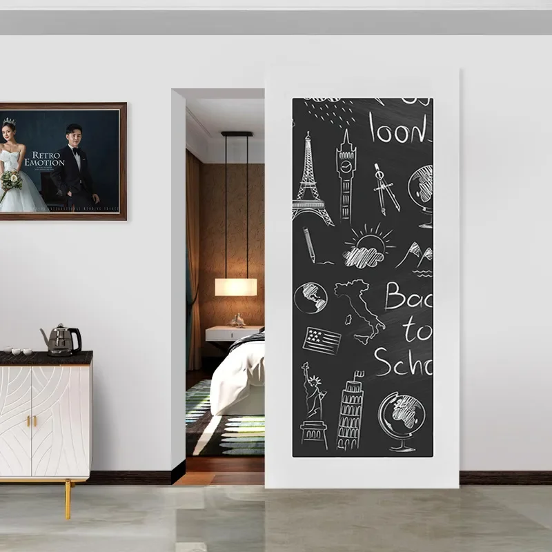 Blackboard Ghost Door Special Shaped Mirror Trackless Sliding Door for Bedroom Cloakroom Invisible Hole Door Space Saving
