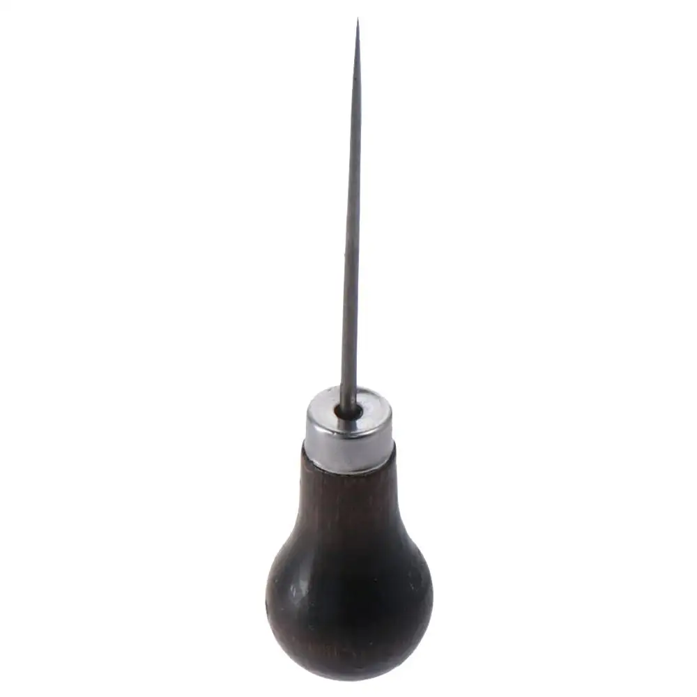 Leather Hole Stainless Steel Needle Sharp Awl Wooden Cone Gourd Shape Stainless Steel Needle Fine Awl Perforated Leather
