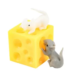 Creative Squishy Cheese Toy Squeeze Cheese Rat Stress Ball Fidgets Mice in Cheese Toy Anxiety Relief Sensory Toy For Kids Adult