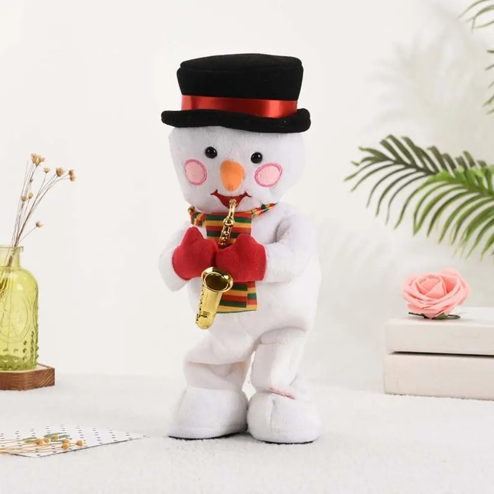 

Милые электрические рождественские украшения: Санта-Клаус, Снеговик, Олень, 35 см, танцующие и поющие, для домашнего декора