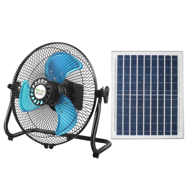 Solar fan 12-inch charging long battery life high wind, outdoor camping floor fan