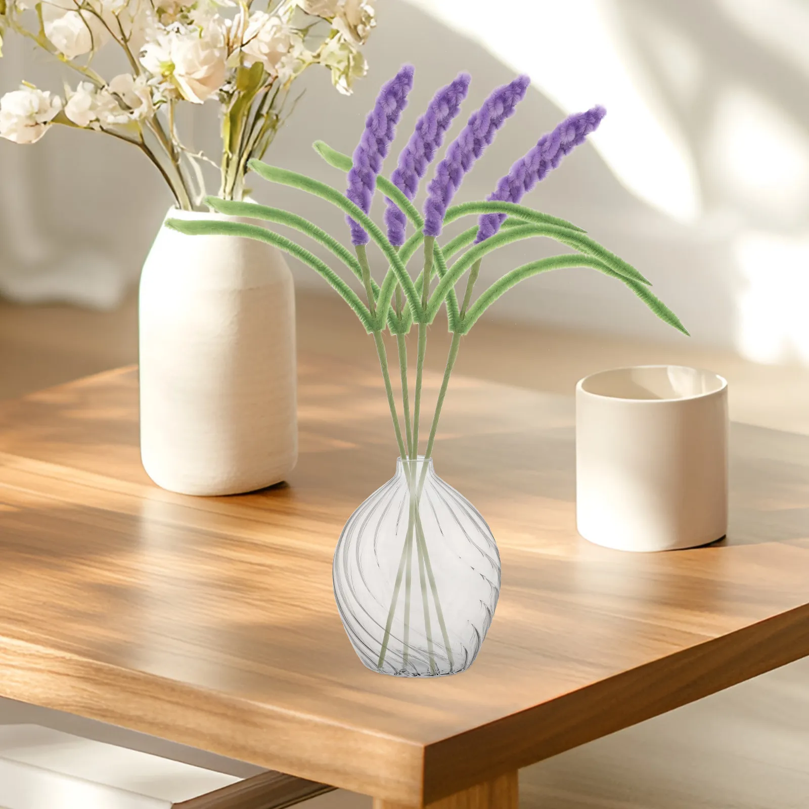 10Pcs Lavender Faux Flower Stems Purple Pipe Cleaner Craft Artificial Simulation Lavender Branches Wedding Party Centerpiece view 3