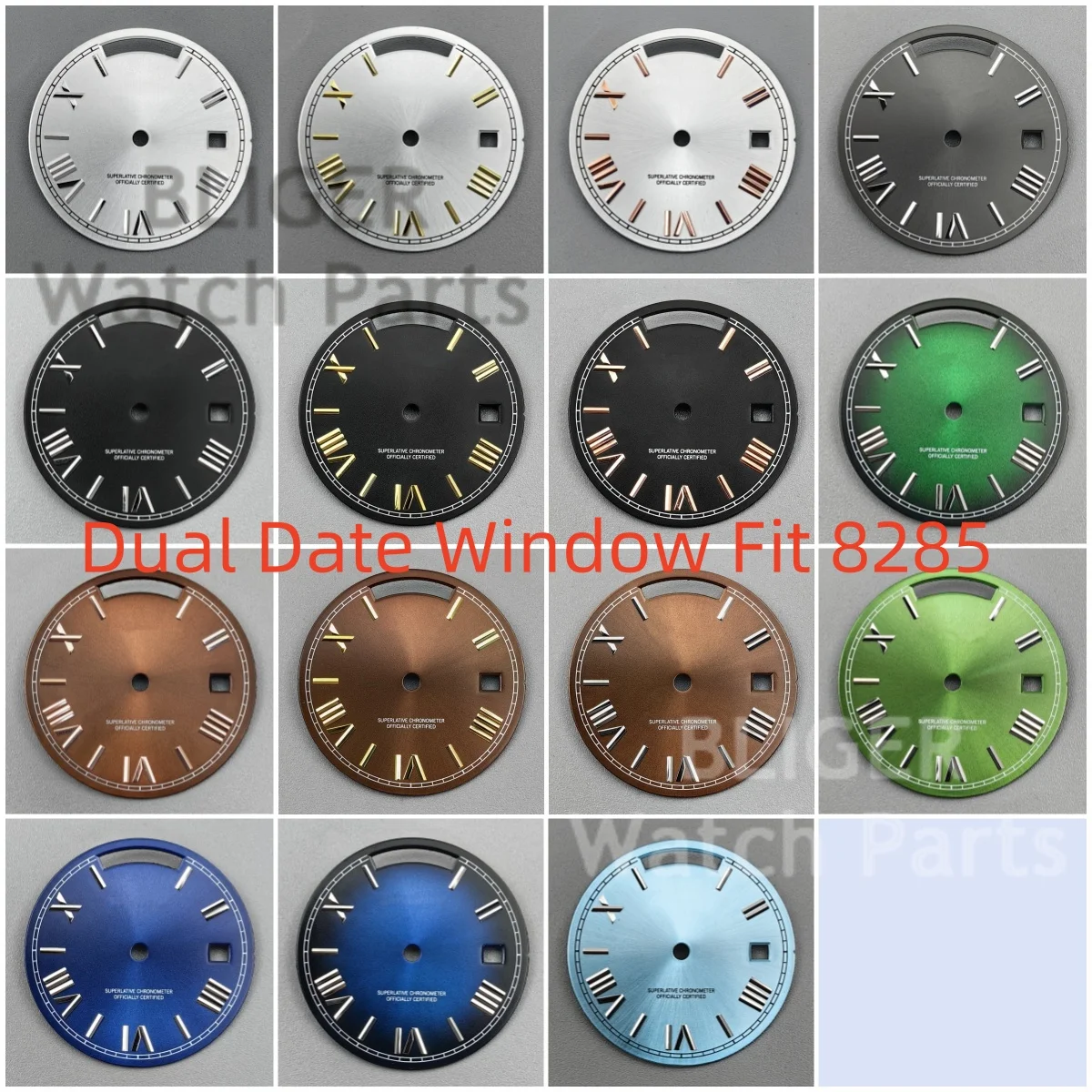 BLIGER 29 مللي متر متعدد الألوان أمة الله/التدرج ساعة الطلب حافة رومانية المزدوج تاريخ نافذة صالح ميوتا 8285 ساعة يد تعمل بالحركة استبدال أجزاء