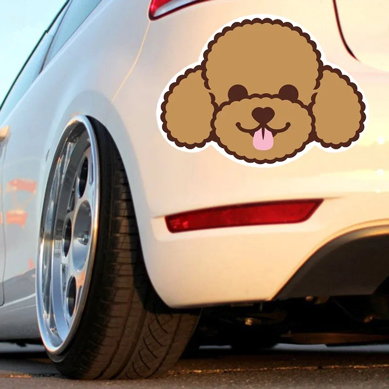 Car Sticker Cute Poodle Dog Head Vinyl Waterproof Auto Decors on Bumper Rear Window Decal,13CM