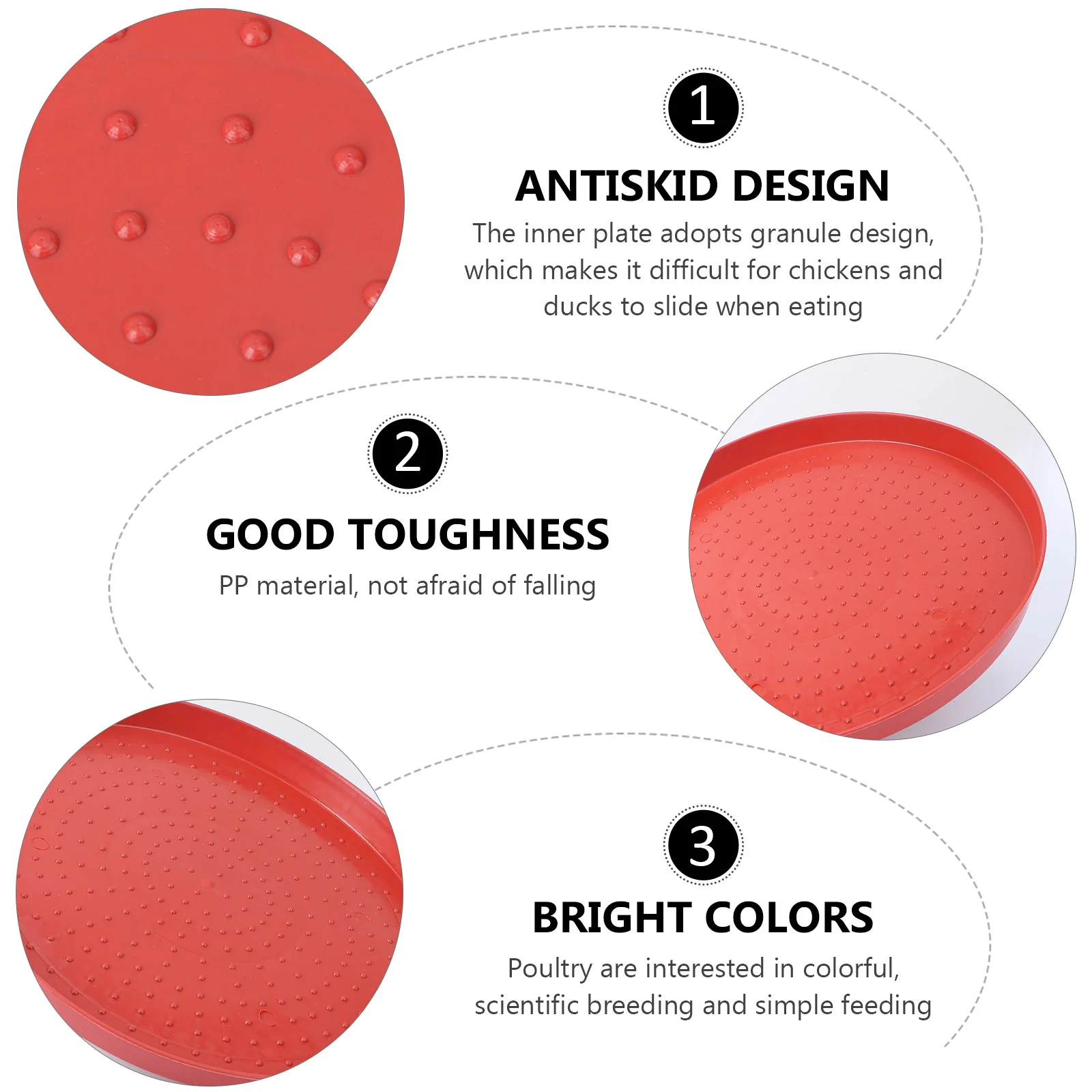 

3 Pcs Chicken Starter Plate Thickened Durable Feeding Tray for Poultry Quail Pigeon Chick Duck Food Container Anti Slip Easy