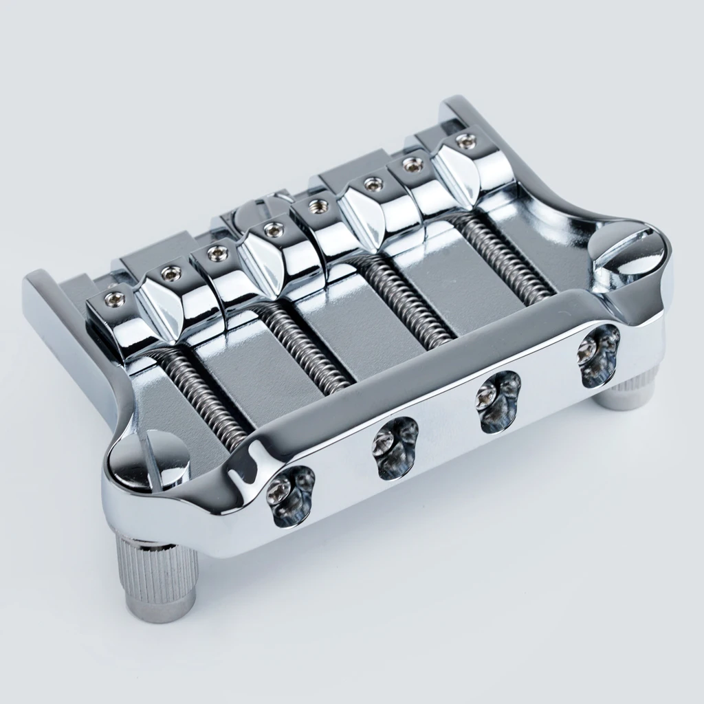 MEW 3 Point 4-String Bass Bridge Tailpiece Chrome Guitar Parts Compatible with GBS EPI