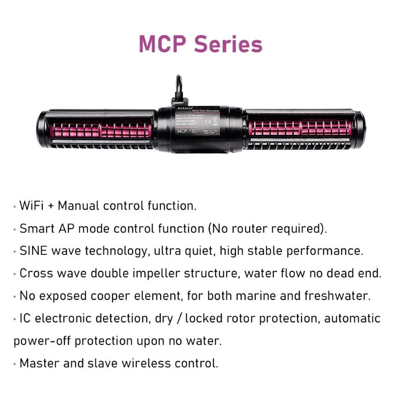 MCP Series Aquarium Fish Tank WiFi Smart Cross-Flow Circulating Pump Wavemaker with LCD Display Controller