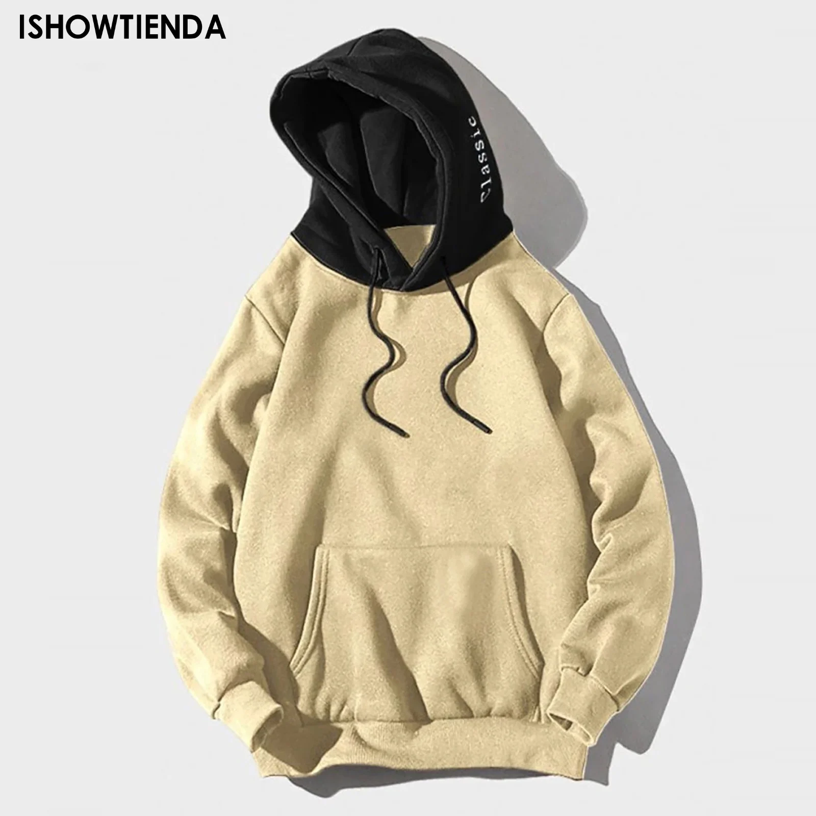 

Men Hoodies Casual Patchwork Hooded Top Blouse Sweatshirt With Pockets Coat Harajuku Loose Coats Student Casual Tops Pullover