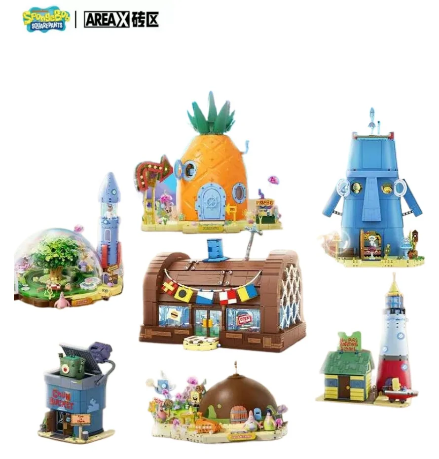 areax-briques-de-construction-bob-l'eponge-statue-de-pierre-du-frere-poulpe-jouets-d'assemblage-pour-adultes