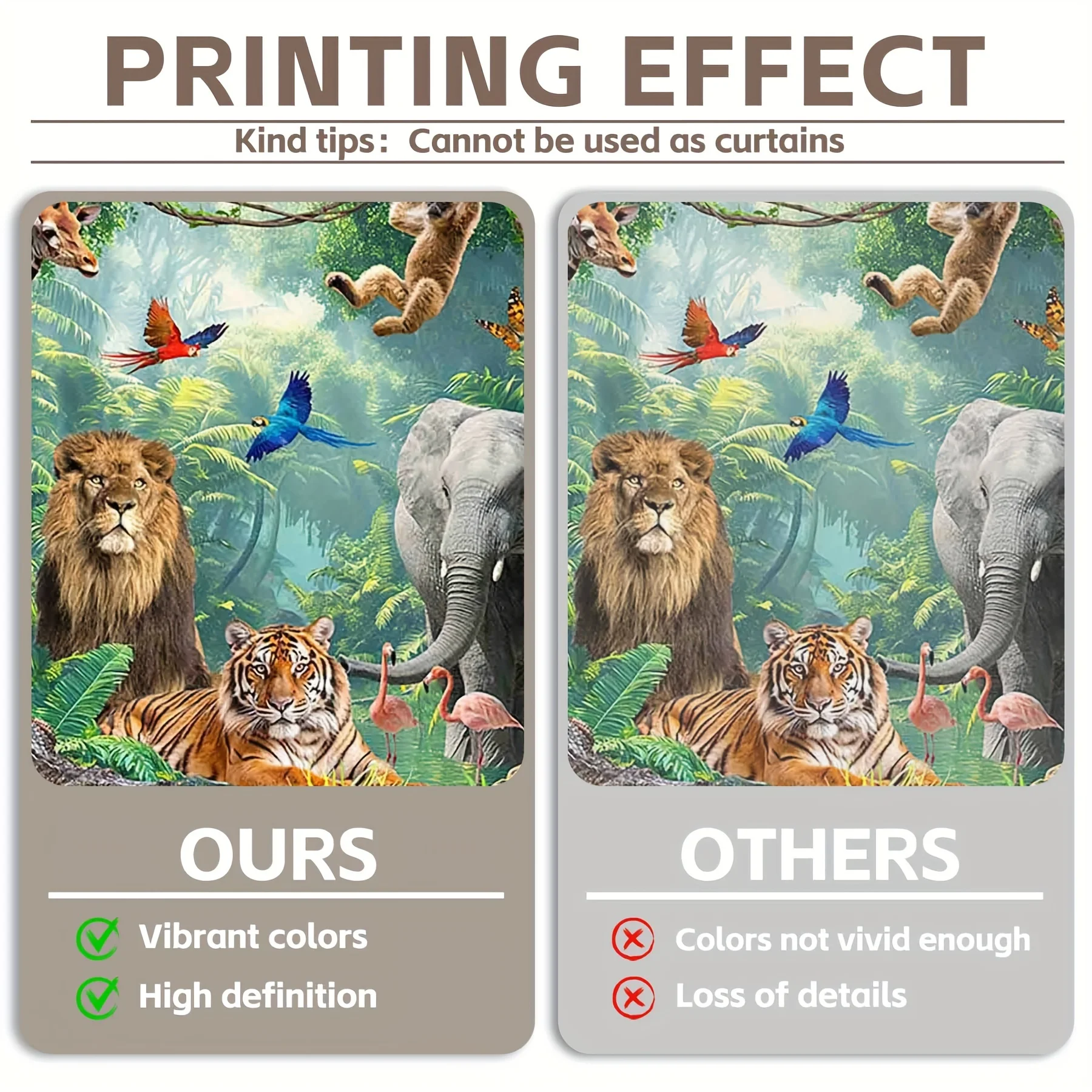 Jungle adventure background: featuring tigers, lions, elephants, giraffes, and zebras - perfect for photography and parties