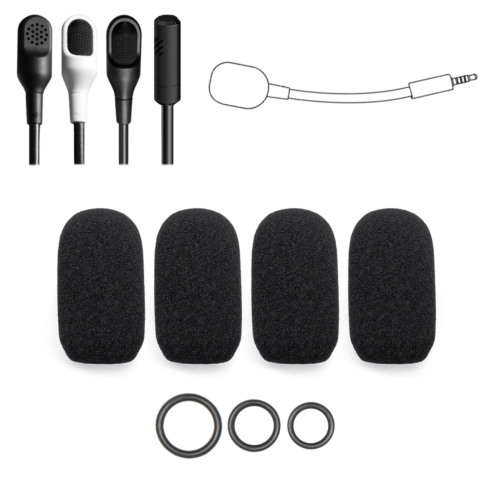 4 capas de espuma de microfone + 12 anéis de vedação para Razer BlackShark V2/V2 Pro/V2 X/Kaira Pro, fone de ouvido para jogos de Cracens, filtro pop de pára-brisas