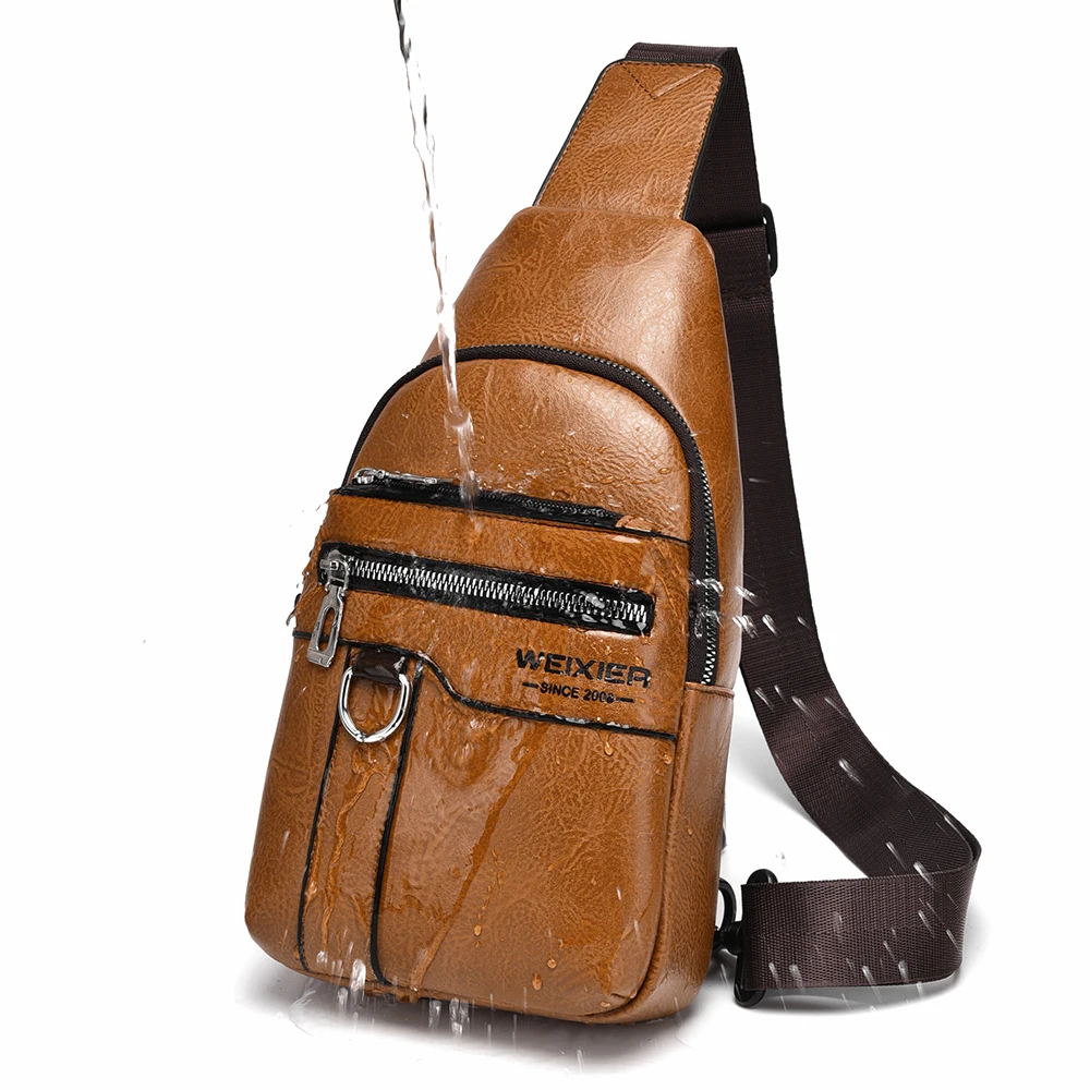 حقيبة كتف مفردة من جلد البولي يوريثان كاجوال للرجال، حقيبة كروس للترفيه الأنيق