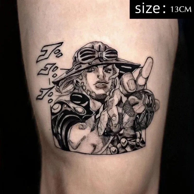 Anime JoJo's Bizarre Adventure Temporary Tattoos Julius Caesar Zeppeli Cartoon Waterproof Fake Tattoo Sticker Realistic Tattoo