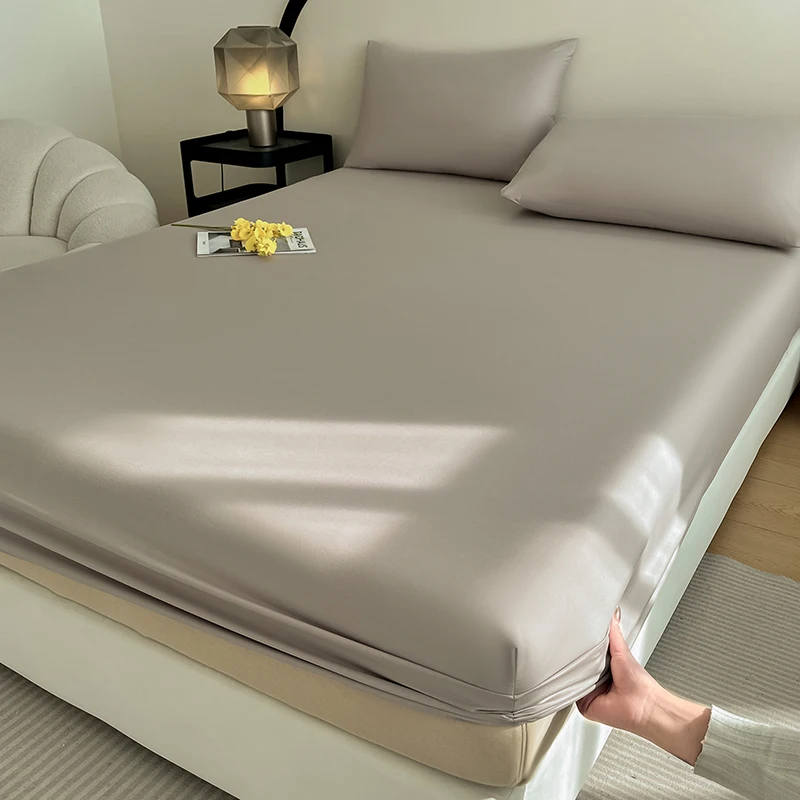 Sábana Ajustable 100% Algodón con Elástico, Sábanas Matrimoniales Individuales/Queen/King, Sábanas de Color Sólido para el Hogar, Sábana para Cama