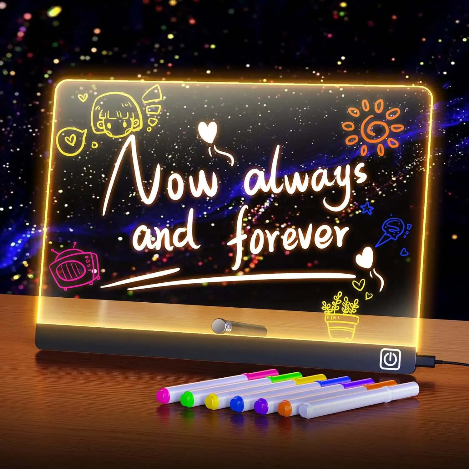 11.8*7.9 Inch LED Drawing Board, 7-color Lighted Message Note Board, Light Up Writing Board for Kids, Perfect Creative Gift