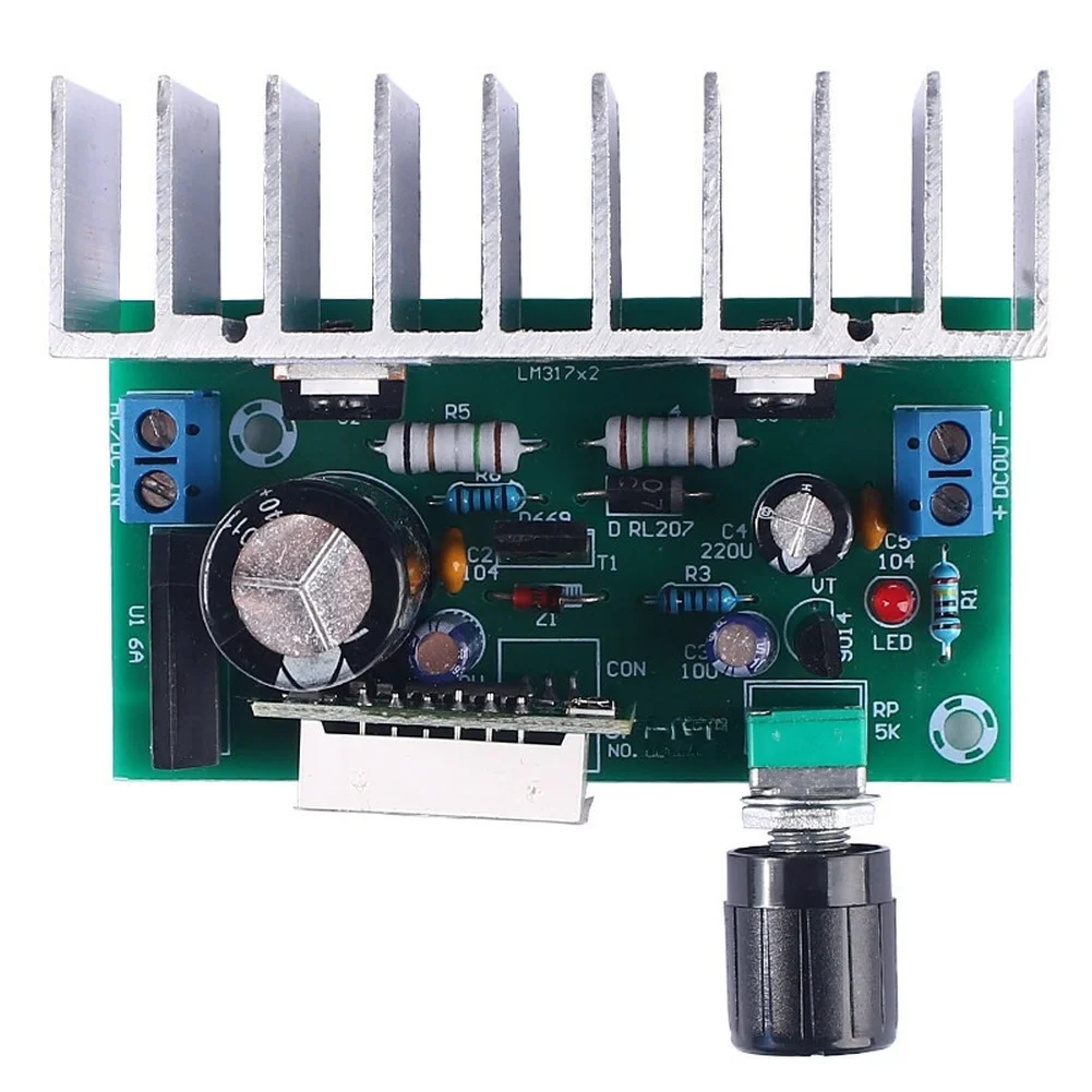 Adjustable Dual LM317 Regulator Module with Digital Display and Optimized Heat Dissipation for Stable Operation