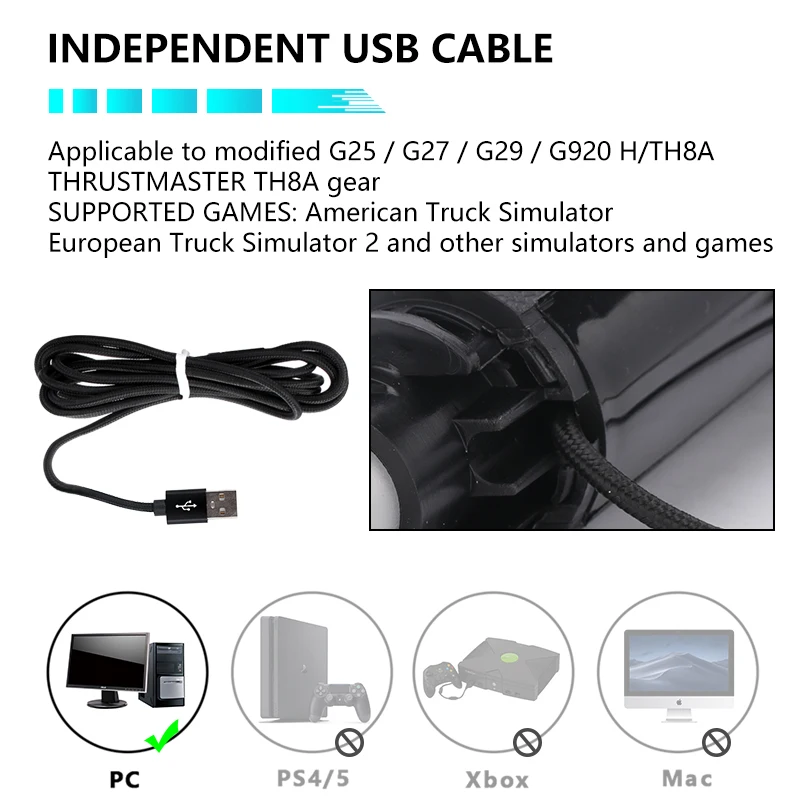 USB Analog Shifter For Logitech G923 G29 G27 G25 TH8A Truck High and Low Gears Used For ATS ETS2 Game HB043 PC End