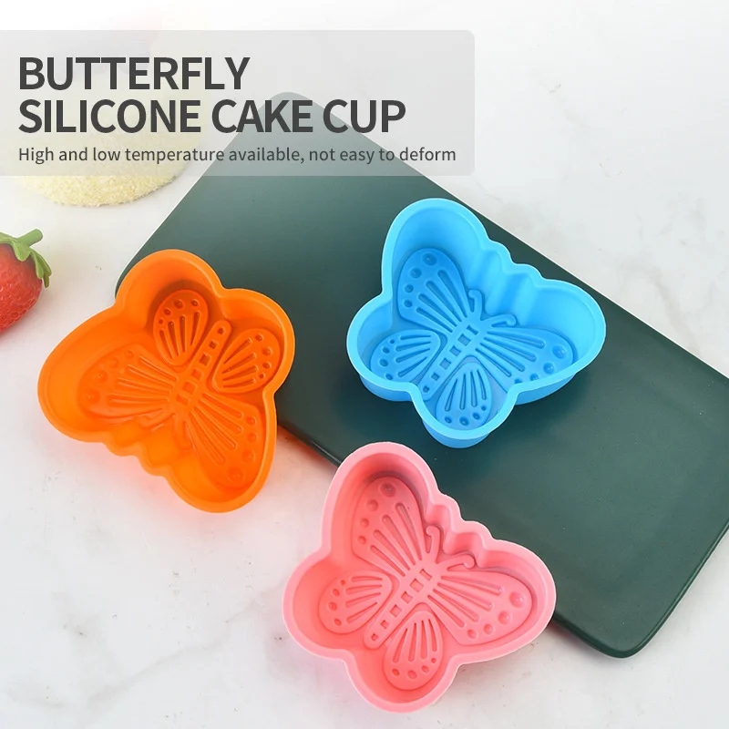 Cetakan kue Tart puding cangkir kue Muffin silikon kupu-kupu baru peralatan memanggang