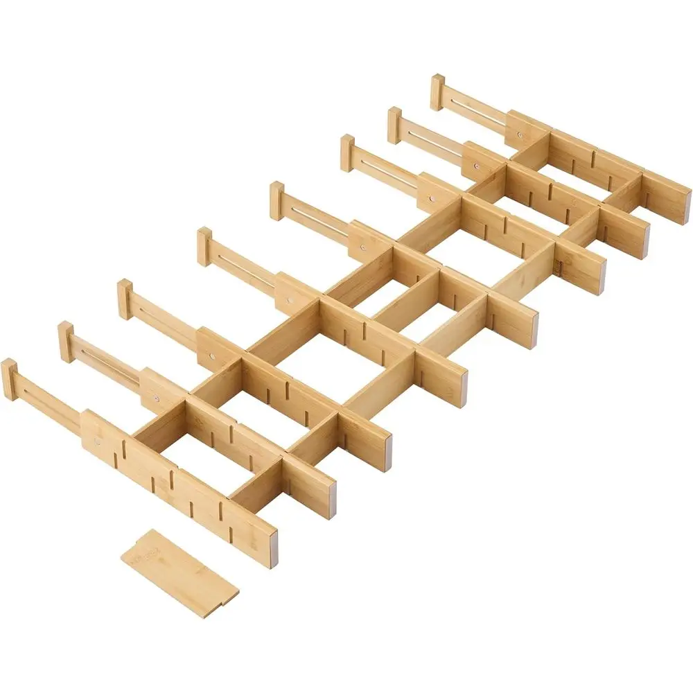 

Бамбуковые разделители для кухонных шкафов с вставками, регулируемые, расширяемые, набор из 8 штук для кухни, спальни, ванной комнаты