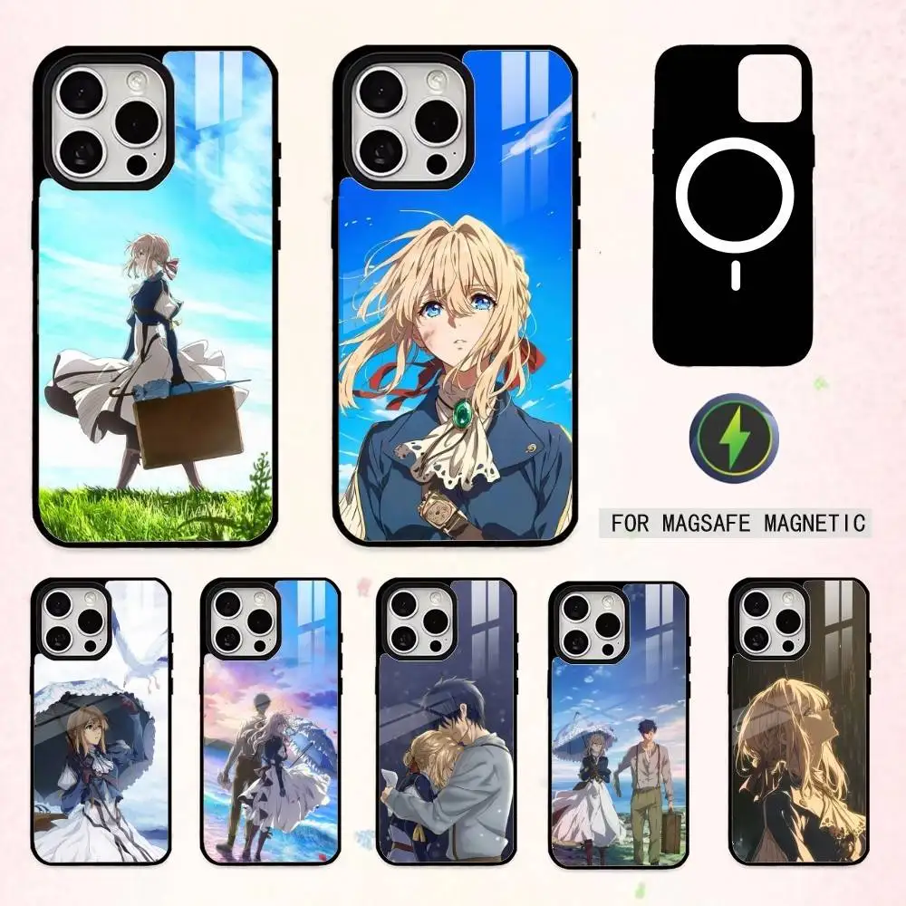 Aesthetic Violet E-Evergarden   Phone Case For iPhone17,16,15,14,13,12,11 Plus,Pro Max Magnetic For Magsafe Wireless Charging