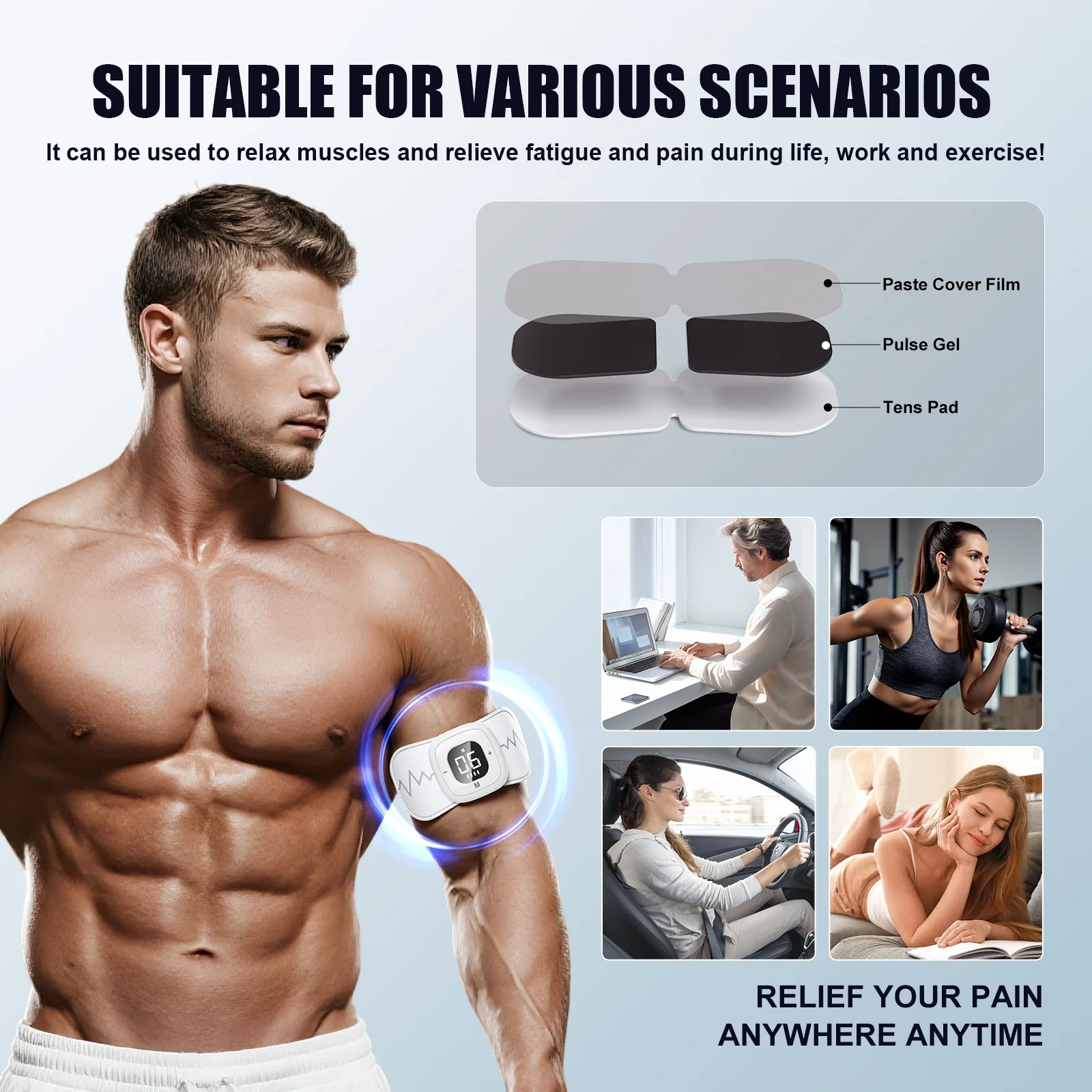 Stimulateur musculaire TENS EMS sans fil portable pour un usage domestique et professionnel