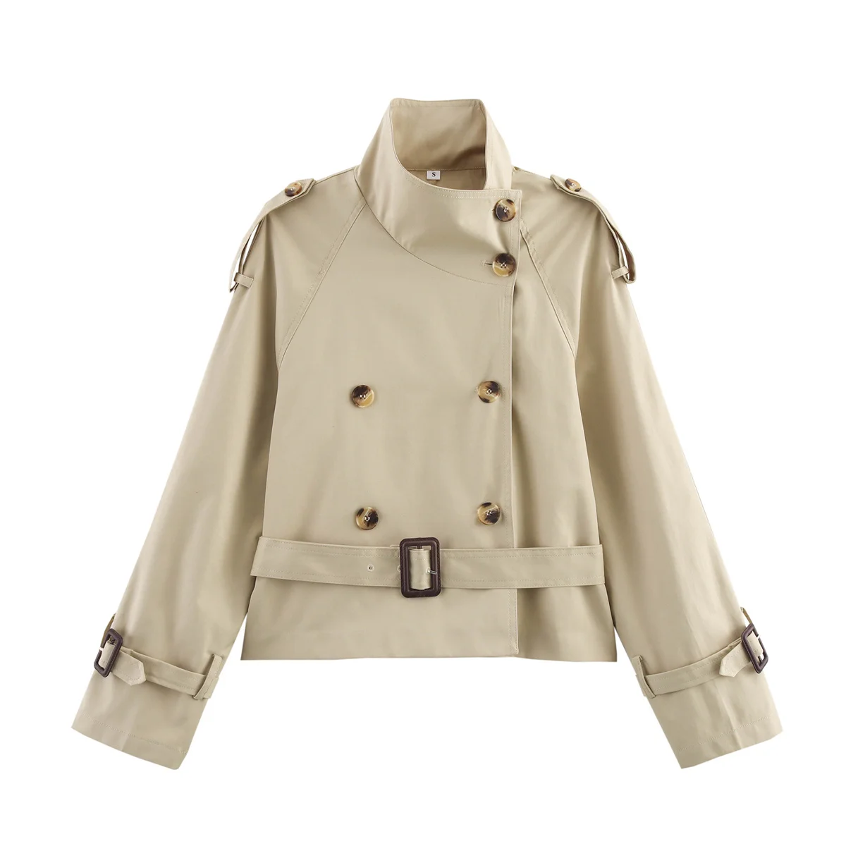 

PB&ZA Women's Double - breasted Lapel - collar Belted Trench Coat with Epaulets for Summer for a Stylish and Classic Look