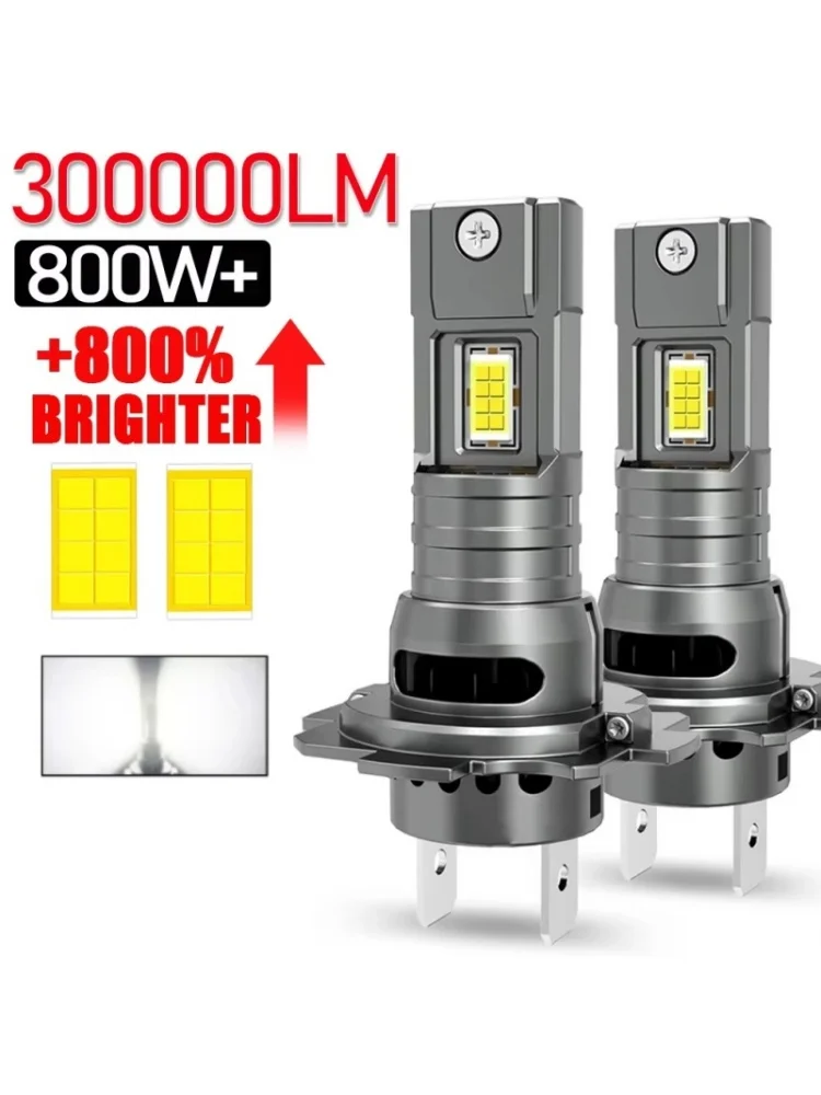 H7 LED-Scheinwerfer CANBUS 300000LM 7035 CSP-Chips 1:1 MINI-Größe Plug-and-Play Autolampe 6000K Kabelloses Turbo-Nebelscheinwerfer mit Lüfter