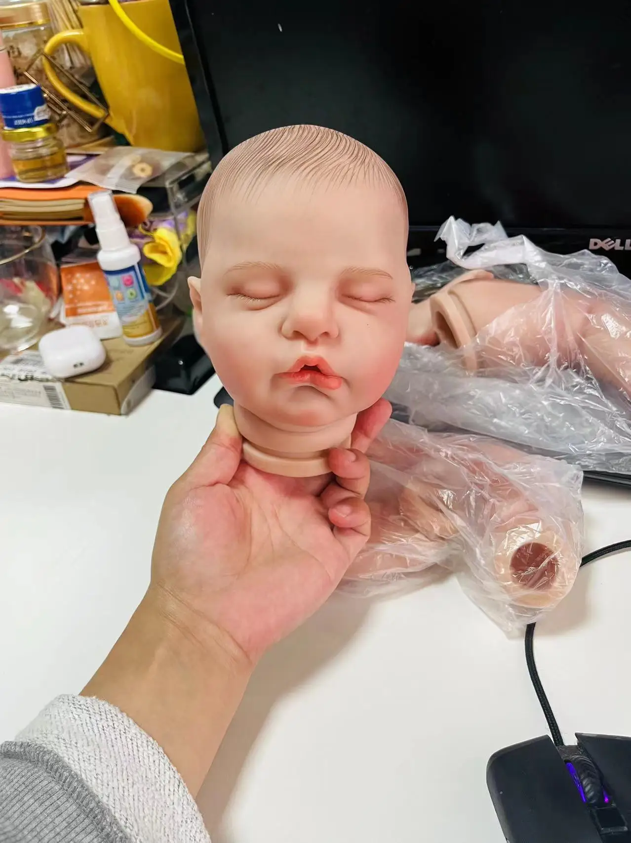 22inch Reborn Doll Kit Ruby Already Painted Reborn Doll Parts with Many Details Veins Kit Bebé Reborn Reborn Baby Name on Neck