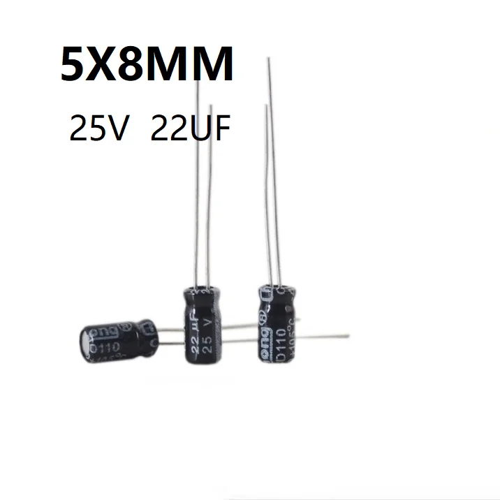 

50 шт. 25В 22мкФ Алюминиевый электролитический конденсатор 5X8 мм