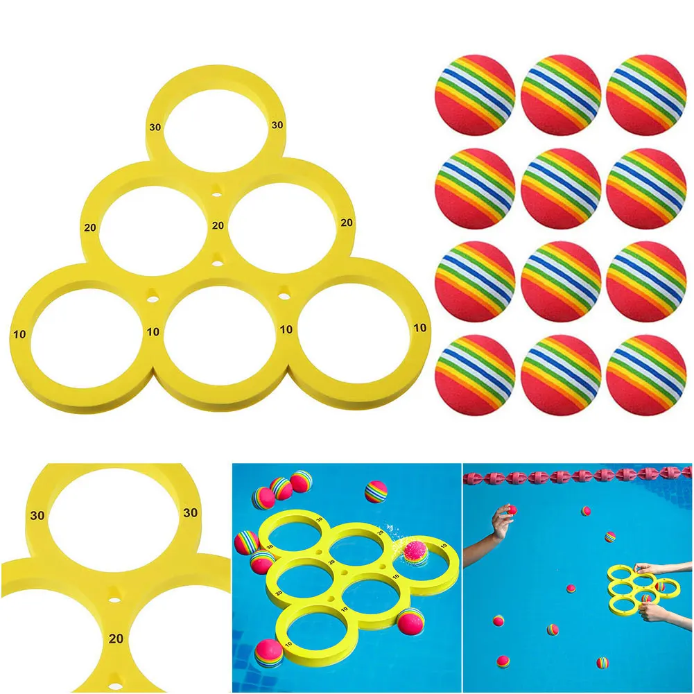 

Pool Toys Games Set with 12 Rainbow Balls Floating Pool Game Toy(Style A Yellow)