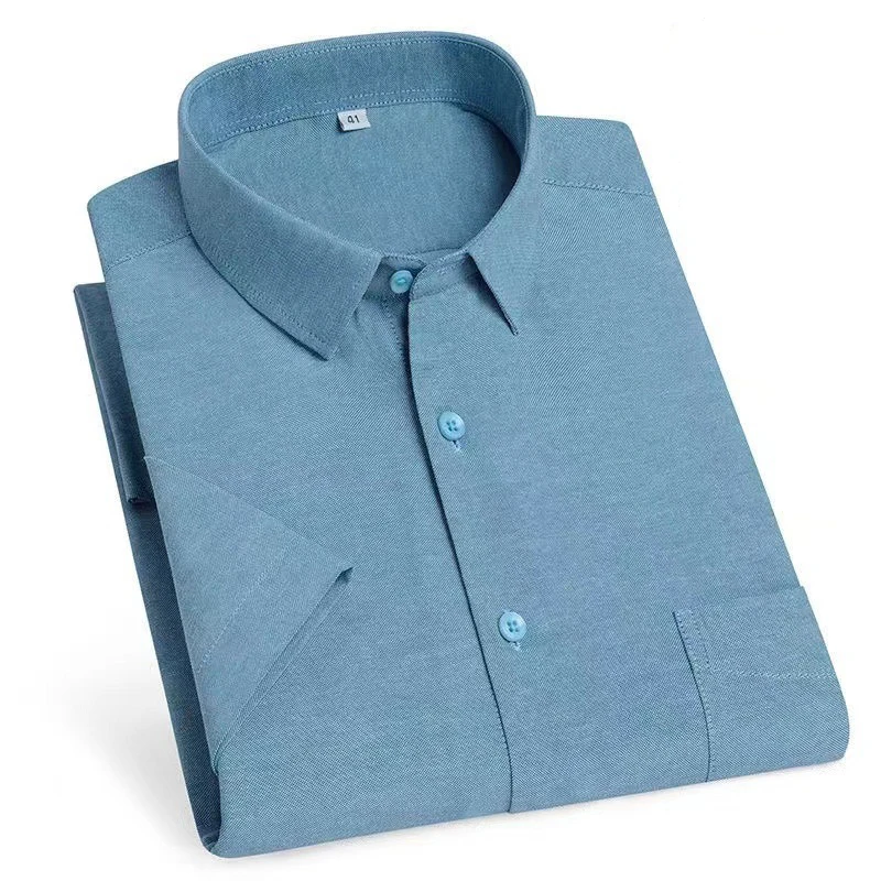 Chemise à manches courtes en pur coton Oxford pour hommes, coupe régulière, poche décontractée pour hommes, loisirs, automne, chemisier masculin, S-8XL, 100%