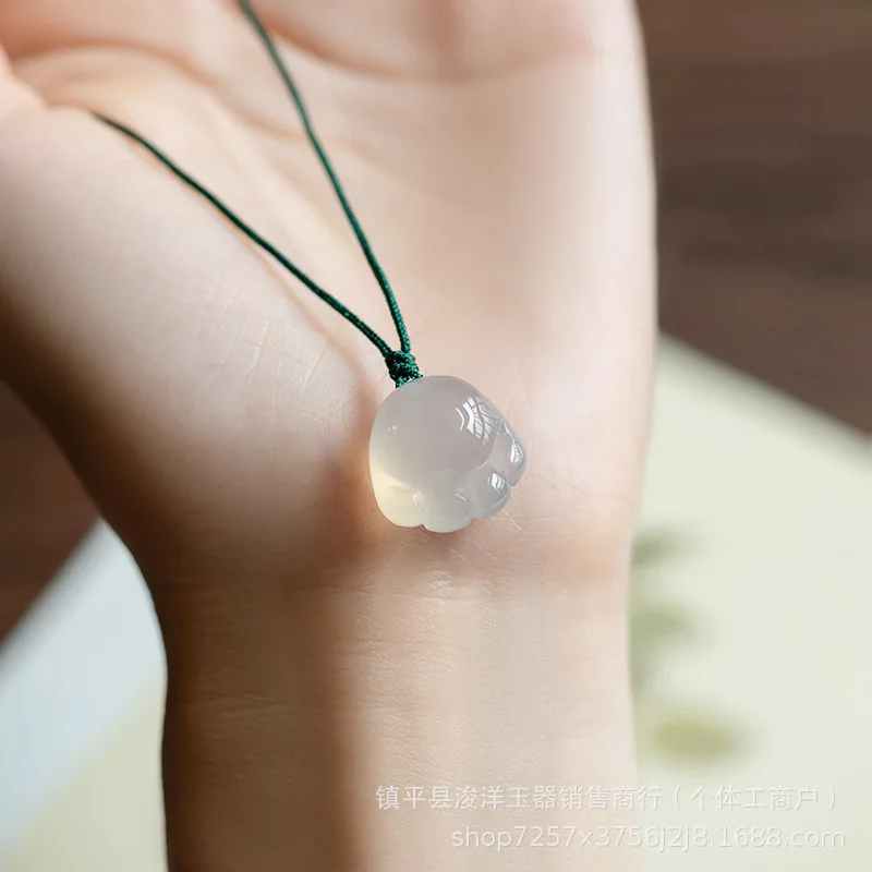 Natural ice-clear chalcedony pendant, cat paw small pendant, white agate cute bear paw pad, children's accessory