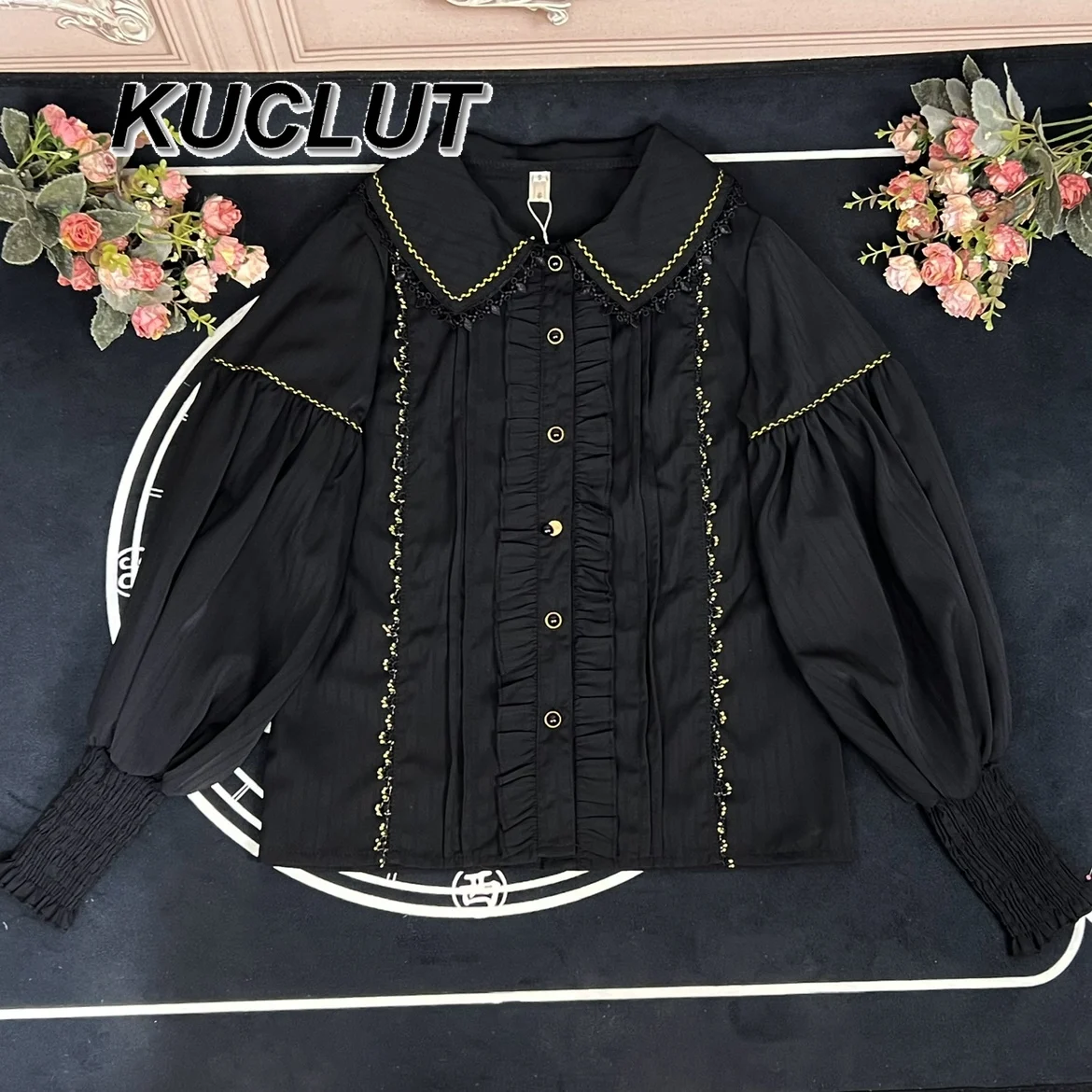 Lolita Style Sweet Doll Collar Long-sleeved Shirt Retro 2025 New Spring Autumn Women's Tops Fashion Elegant Casual Blouse