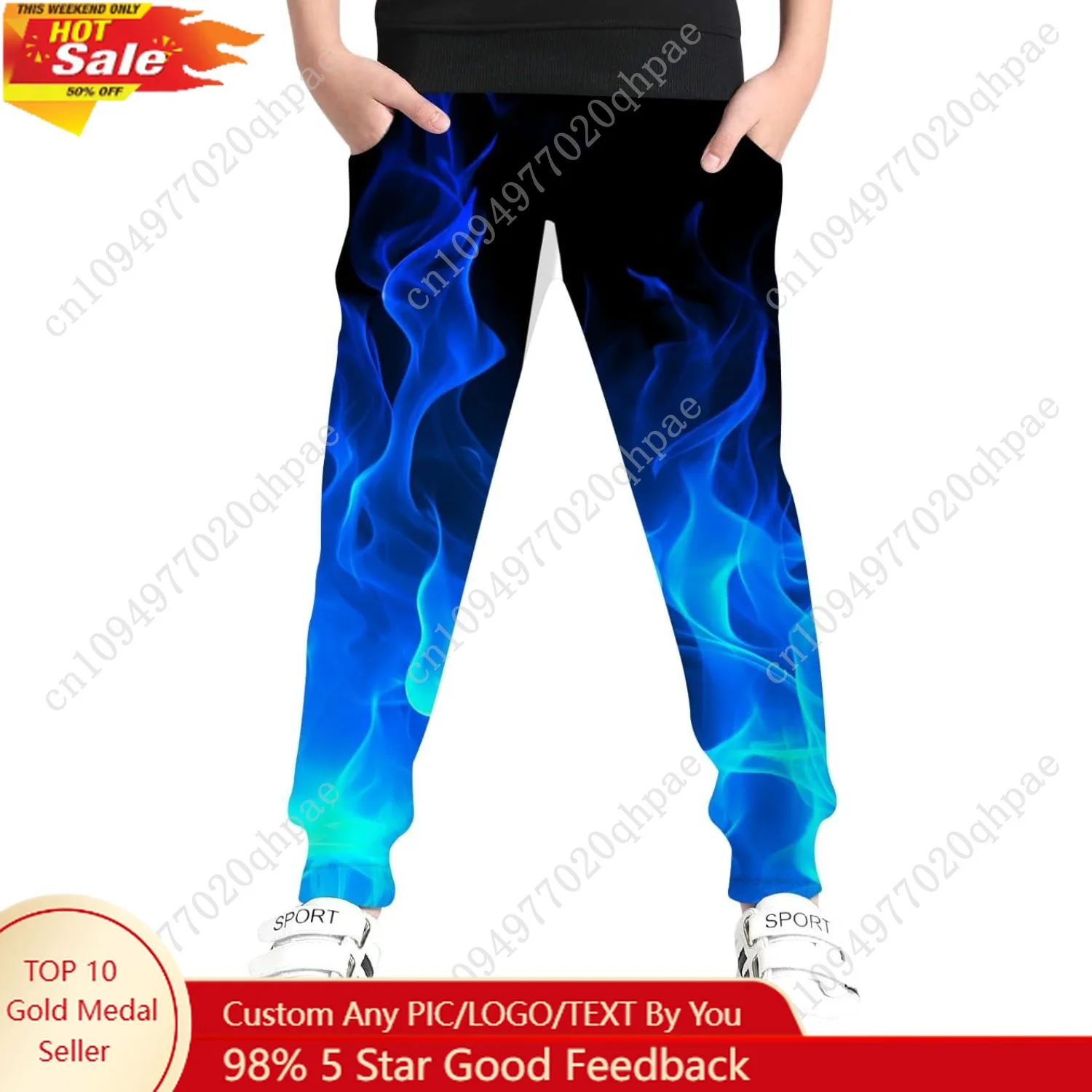 

6-16T Boys Pants Girls Funny Joggers Sports Sweatpants with Drawstring