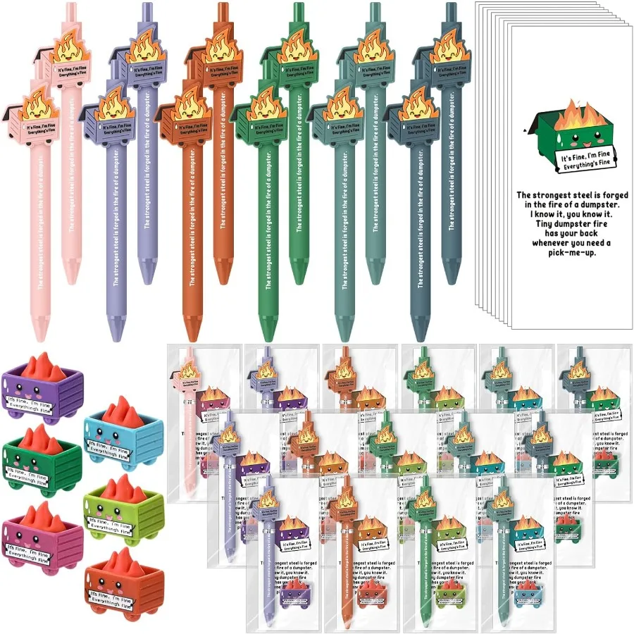 

12 комплектов Dumpster, забавные настольные аксессуары, позитивные подарки для сотрудников, ручки для проверки, мини-фигурка, закладка для карточек f